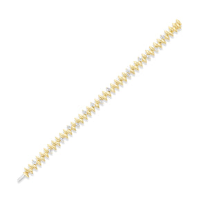 Alternating Diamond Marquise Tennis Bracelet in Yellow Gold