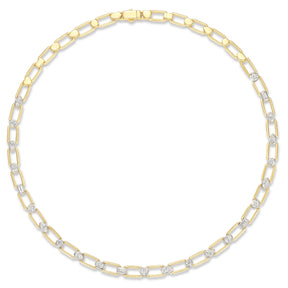 Mixed Shape Bezel Set Diamond Chain Link Necklace in Yellow Gold