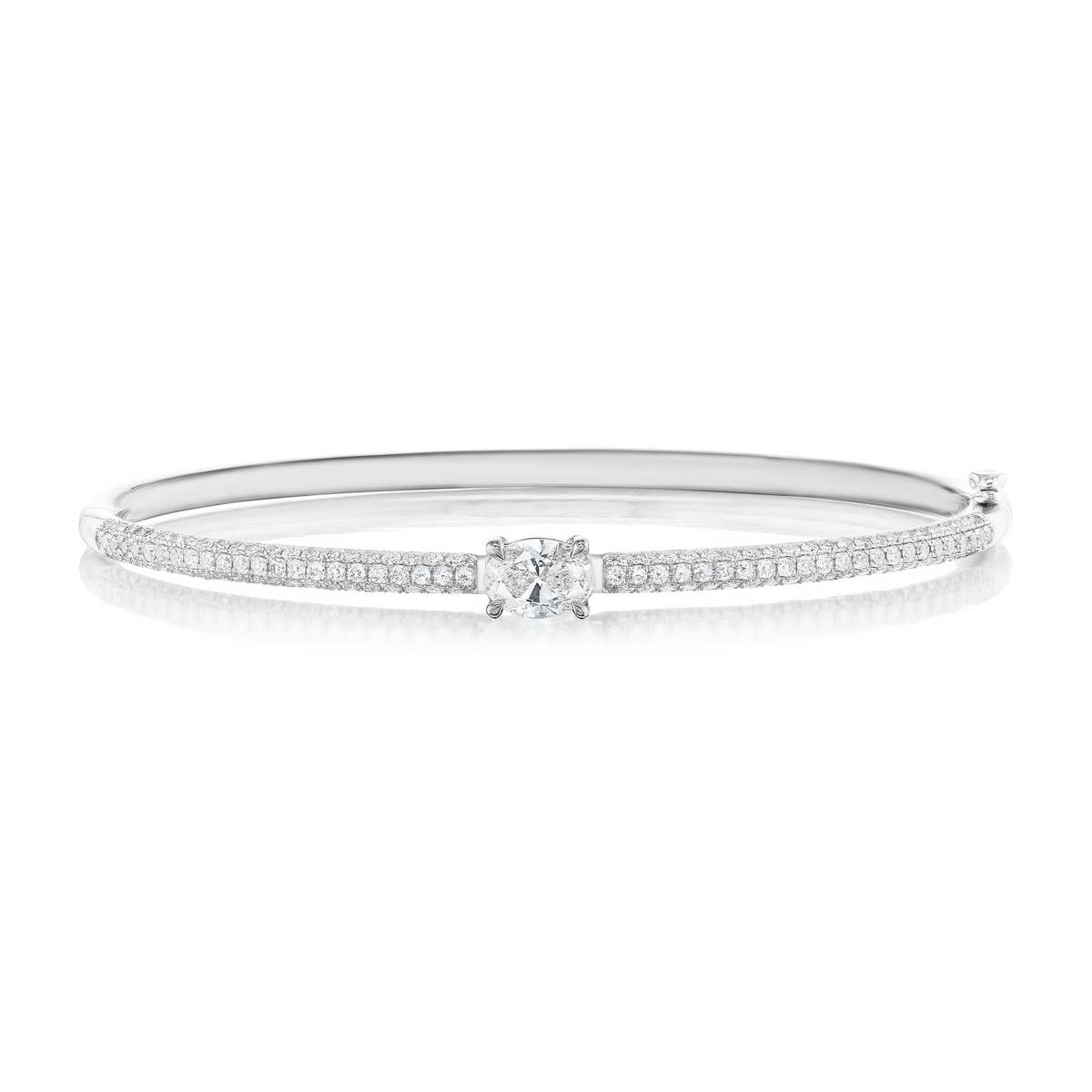 East-West Set Oval Shape Diamond Pavé Bangle