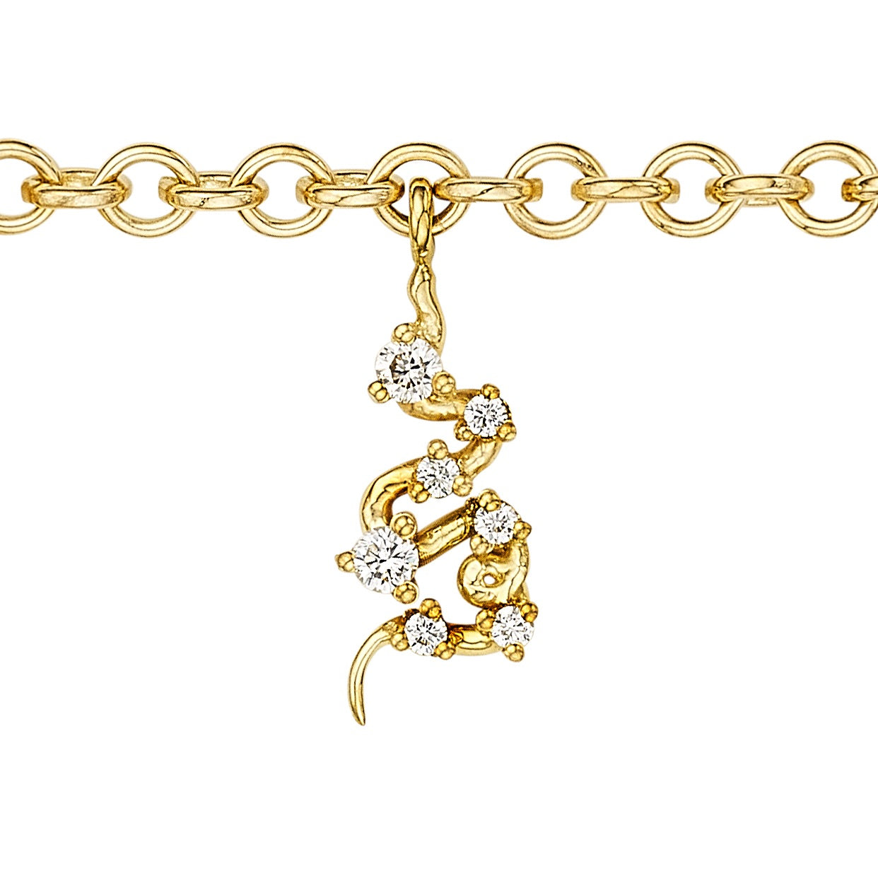 An America250 charm bracelet in yellow gold featuring ruby, pearl, sapphire, and diamond accents.