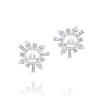 Mixed Shape Diamond Ear Jacket in White Gold, crafted in a radiant sunburst design with round, marquise, and baguette-shaped accents radiating from the center. Perfect for custom jewelry creations, these ear jackets are empty settings ready to showcase your choice of center stones.