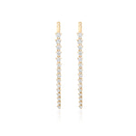 A pair of Graduated Tennis Ear Jackets in Yellow Gold, each adorned with a vertical row of sparkling G-H color round brilliant diamonds in a gradual taper, photographed on a white background.