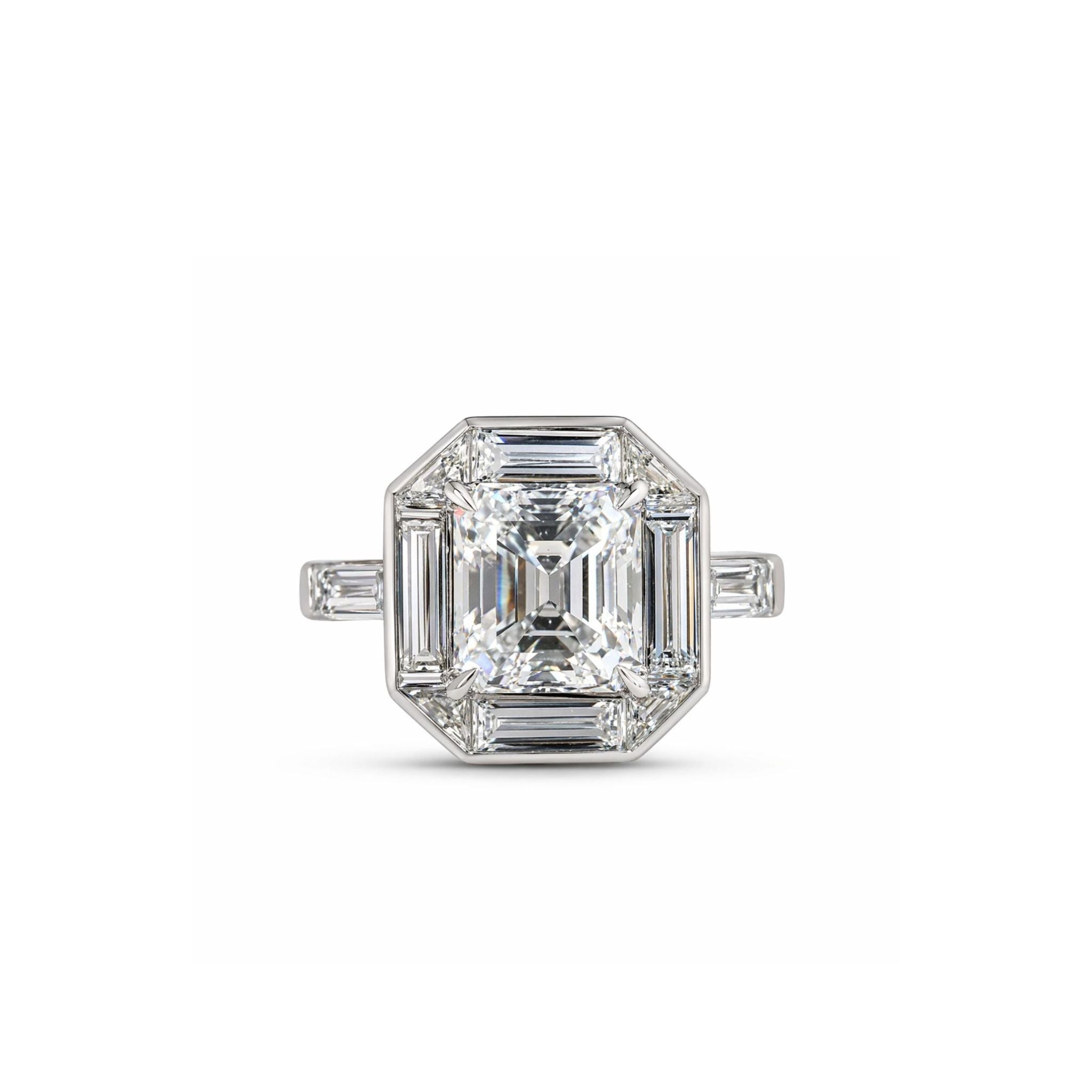Showcasing the 1980s Diamond Ring, mounted by Oscar Heyman, this elegant square-shaped piece features an emerald-cut diamond at its center, beautifully accented by sparkling baguette diamonds. Set in a sleek platinum or white gold band and photographed against a plain white background, this exquisite ring comes with a GIA report to guarantee its quality and authenticity.