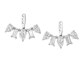 Alternating Pear Shape and Emerald Cut Diamond Ear Jackets