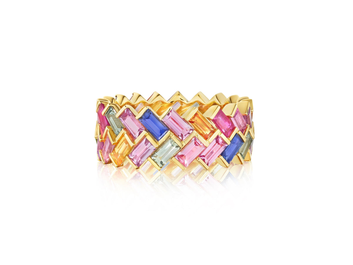 Chroma Chevron Bezel Set Ring