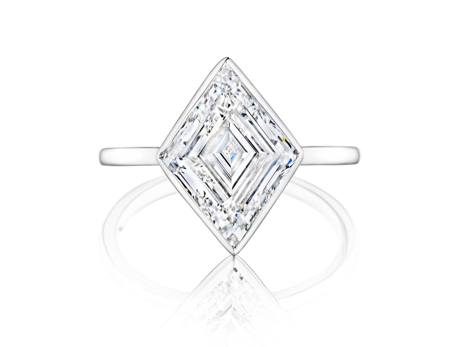 Bezel Set Lozenge Diamond Engagement Ring