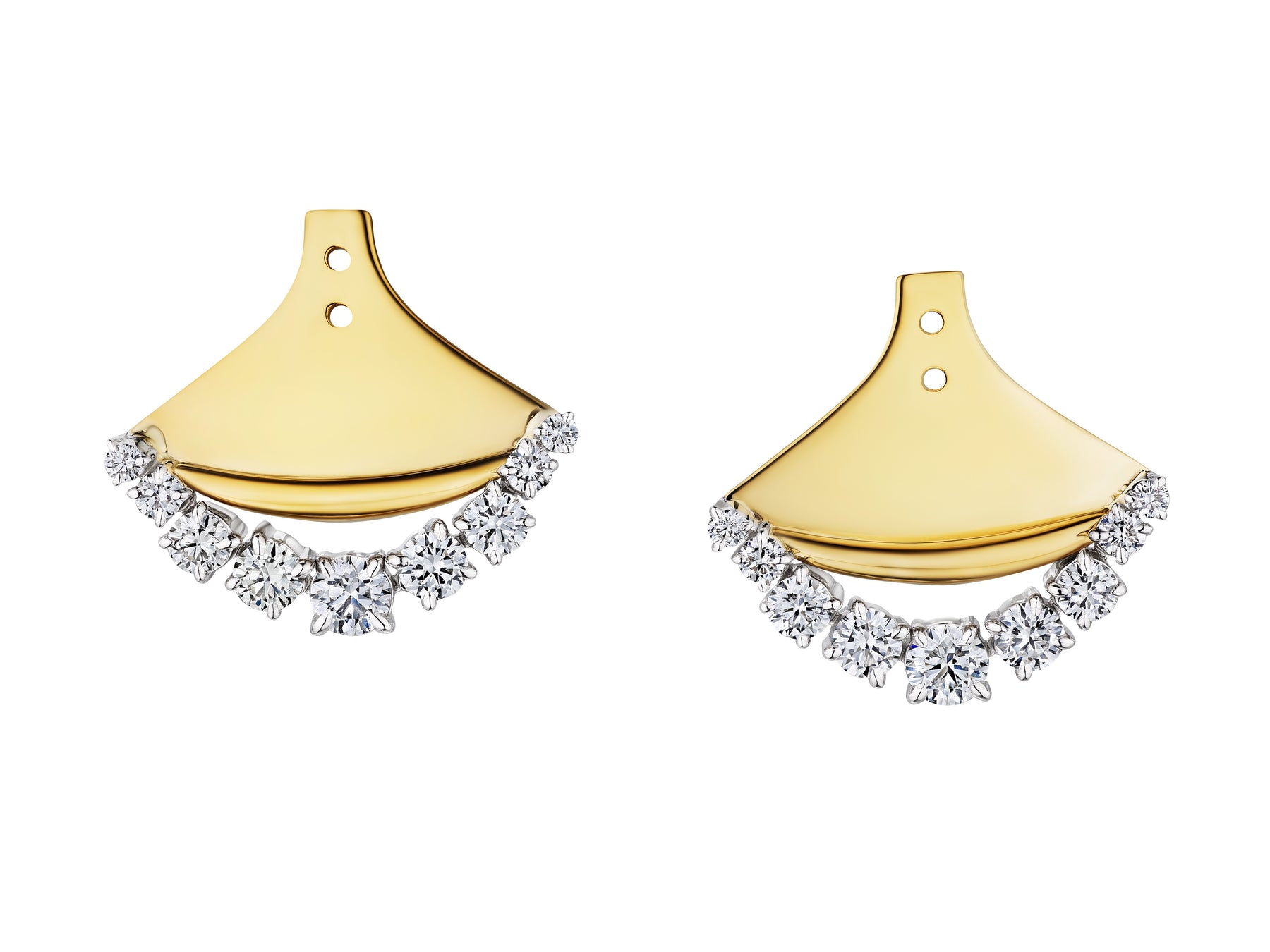 Coil Draped Diamond Ear Jackets in Yellow Gold and Platinum