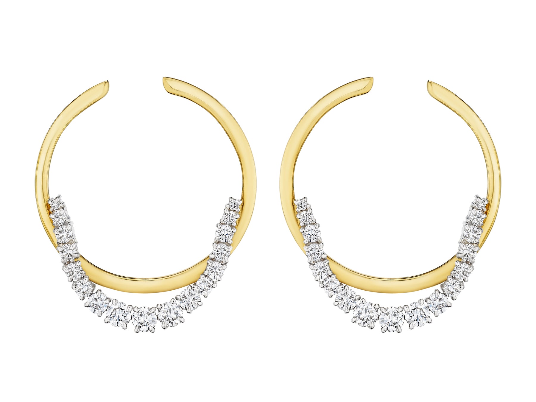 Coil Draped Hoop Earrings in Yellow Gold and Platinum