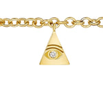 The America250 Charm Bracelet in yellow gold features ruby, pearl, sapphire, and diamond charms.