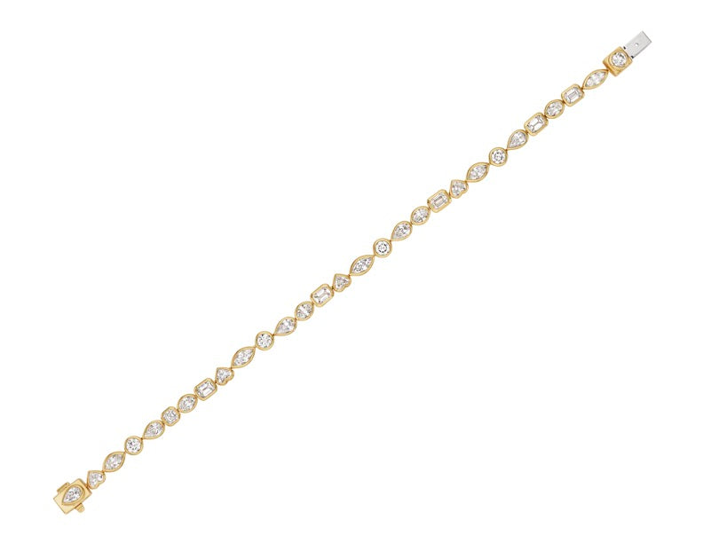 Mixed Shape Diamond Tennis Bracelet Set in Yellow Gold