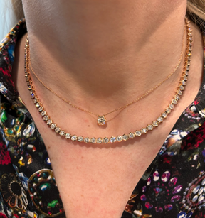 Medium Hexagon Bezel Set Diamond Tennis Necklace in Yellow Gold