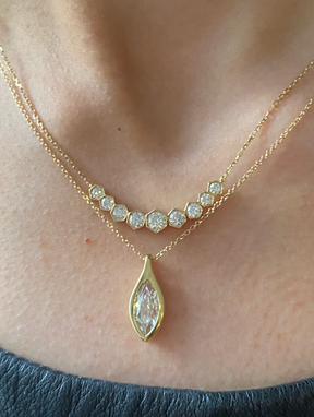 Graduated Hexagon Necklace with Round Brilliant Diamonds