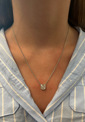 Asscher Cut Diamond Mosaic Necklace in White Gold