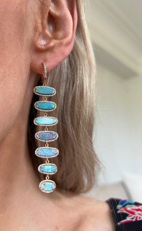 Opal Drop Earrings with Pavé in Yellow Gold