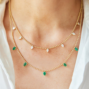 Emerald Pear Spike Necklace