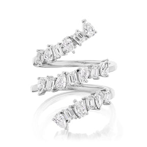 Triple Wraparound Ring With Mixed Shape Diamonds