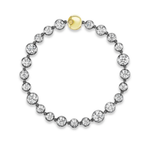 A Collet Set Round Diamond Bracelet in Black Rhodium, featuring sparkling, evenly spaced round diamonds set along a sleek black rhodium band, displayed on a white background.