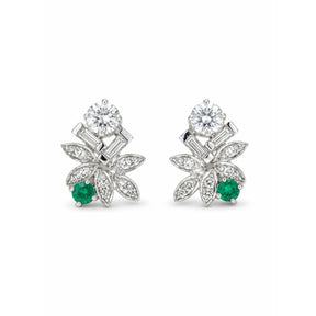 Pair of Emerald and Diamond Earclips