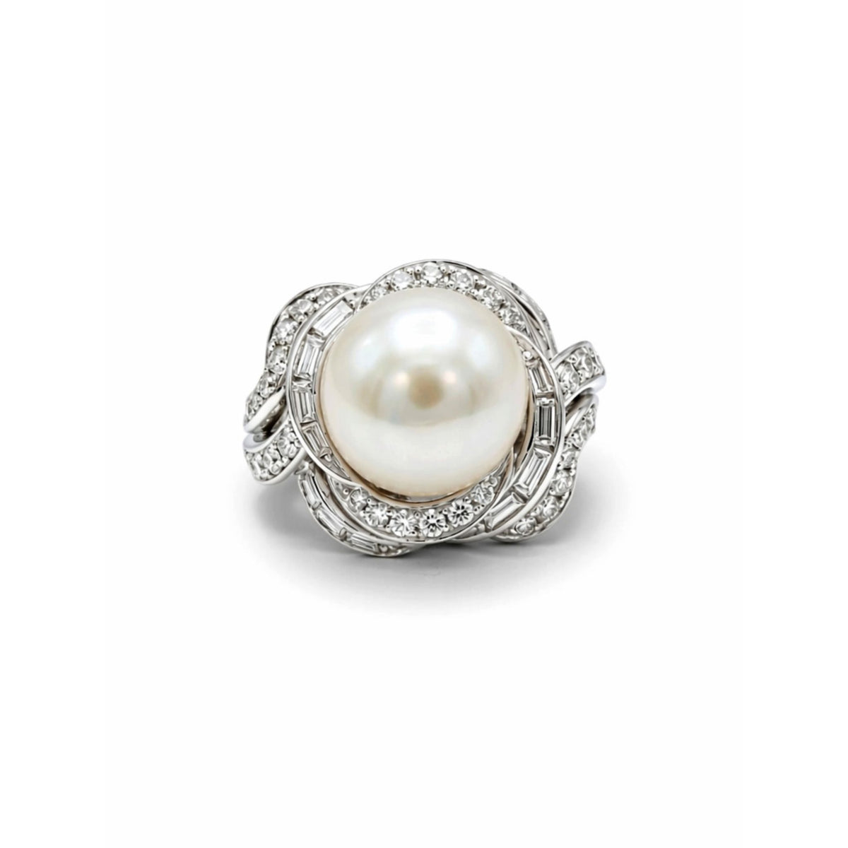 David Webb Pearl and Diamond Ring