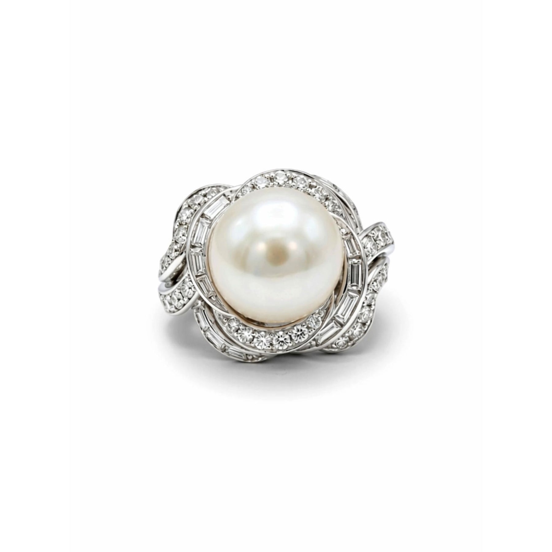 David Webb Pearl and Diamond Ring