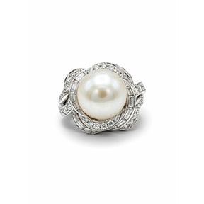 David Webb Pearl and Diamond Ring