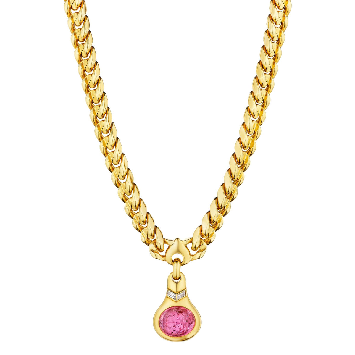 Bulgari Gold, Pink Tourmaline and Diamond Necklace