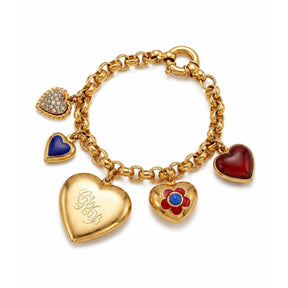 Gold, Colored Stone and Diamond Charm Bracelet