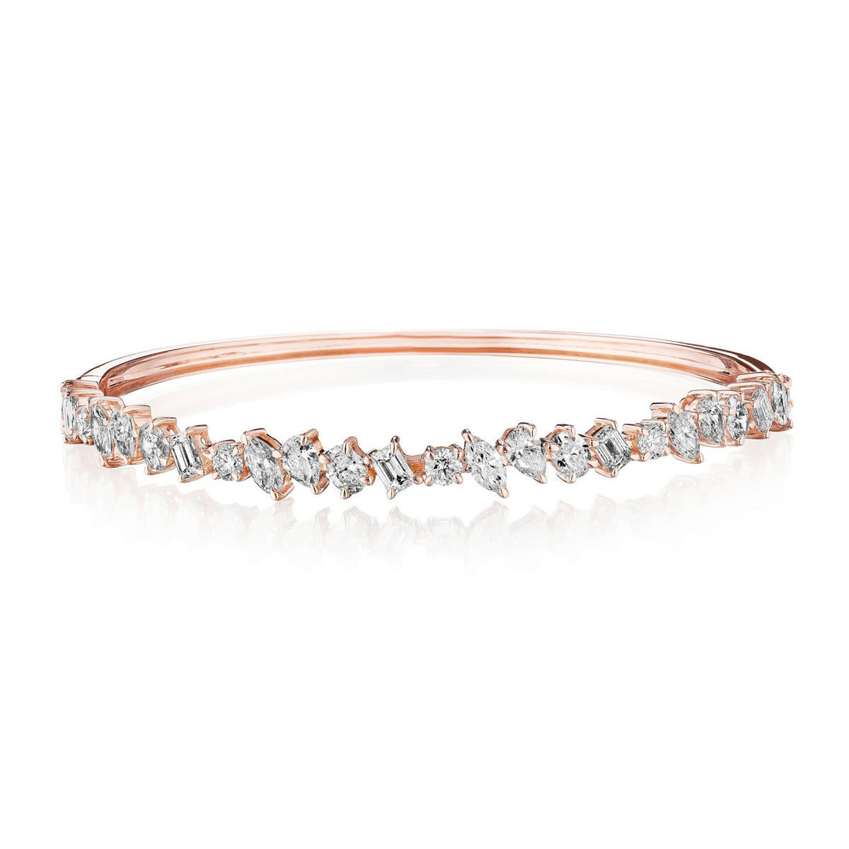 Marching Mixed Shape Diamond Bangle in Rose Gold