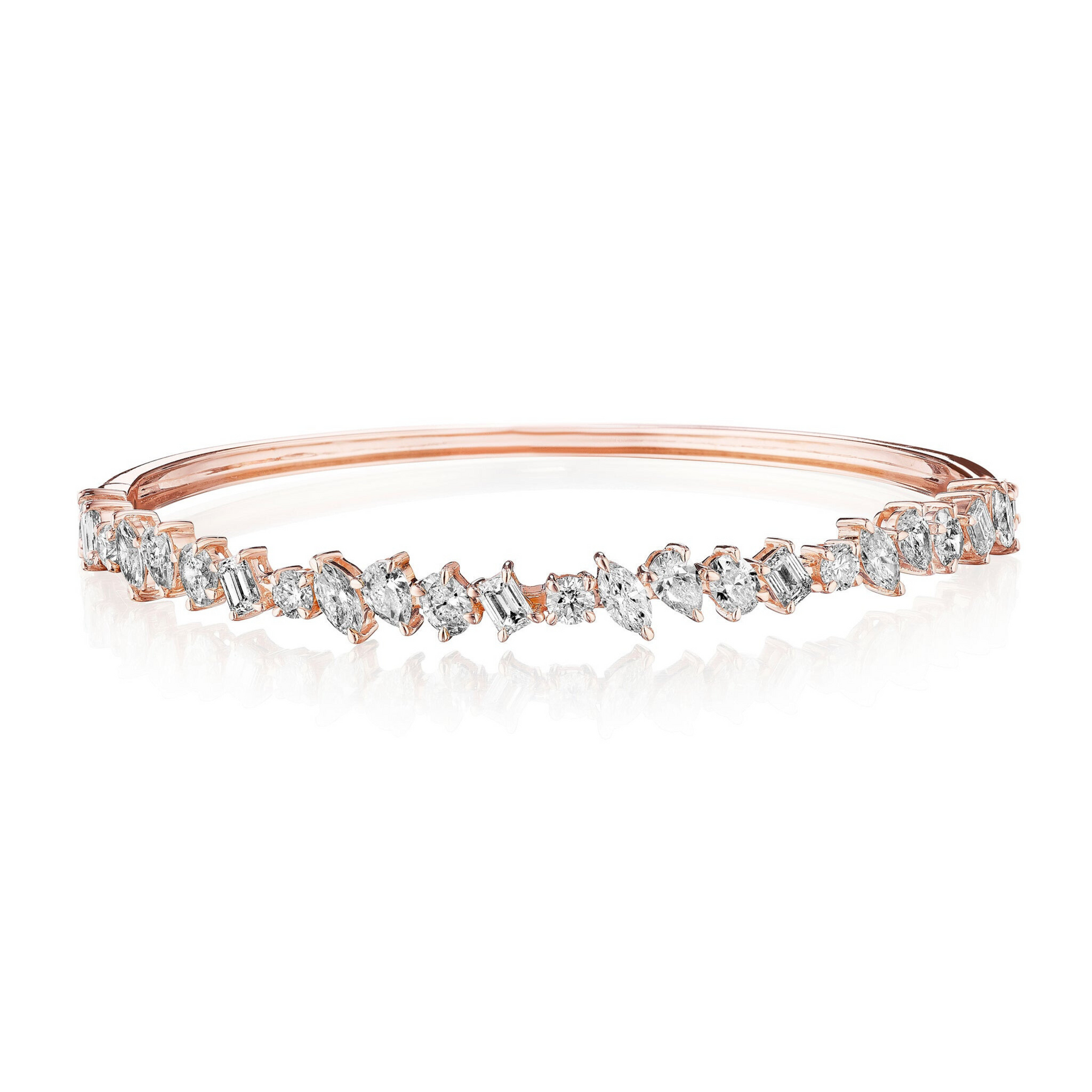 Marching Mixed Shape Diamond Bangle in Rose Gold