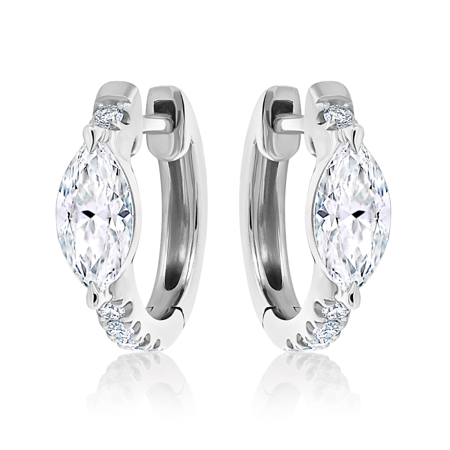 Pavé Huggies with Marquise Shape Diamond