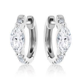 Pavé Huggies with Marquise Shape Diamond