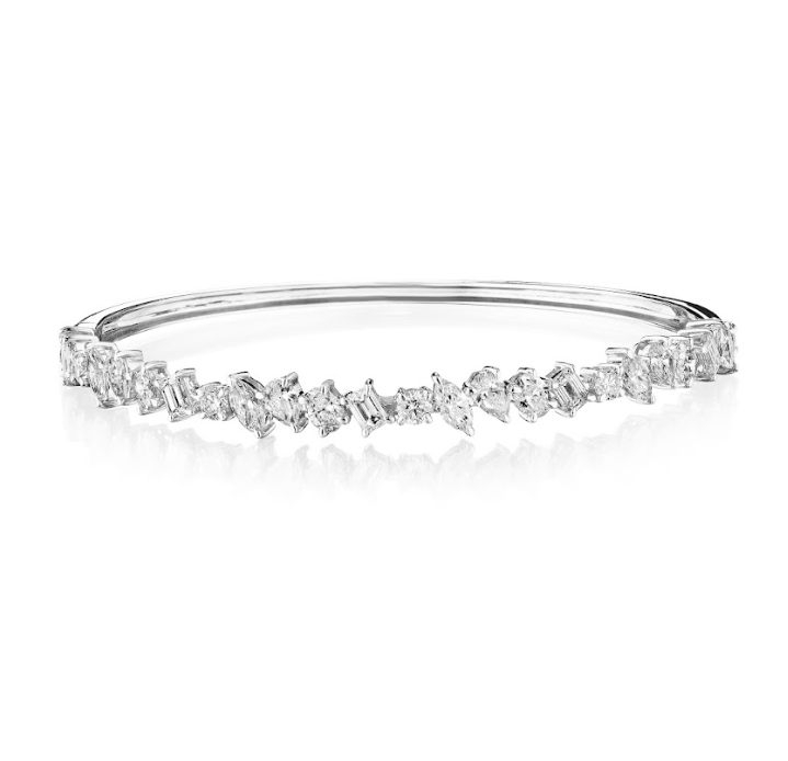 Marching Mixed Shape Diamond Bangle