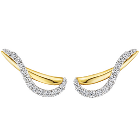 Coil Draped Crawler Diamond Earrings in Yellow Gold and Platinum