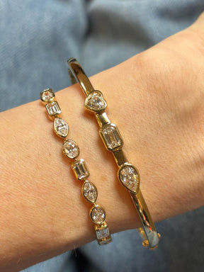 Marquise and Round Diamond Linked Tennis Bracelet in Yellow Gold