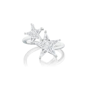 Celestial Shooting Stars Wraparound Ring with Kite Diamonds