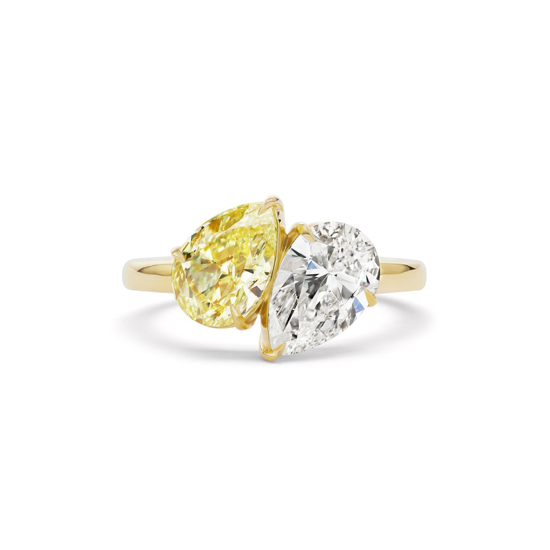 Toi Et Moi Ring with Fancy Yellow and White Pear Diamonds
