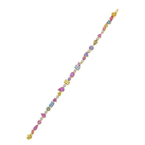 Chroma Kaleidoscope Mixed Shape Sapphire Tennis Bracelet in Yellow Gold