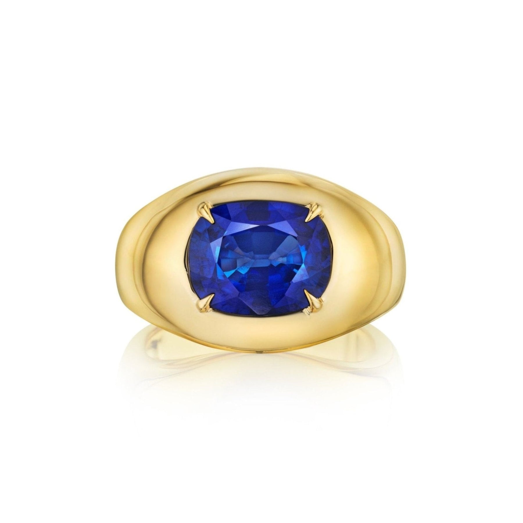 Oval Gemstone Bombé Ring in Yellow Gold