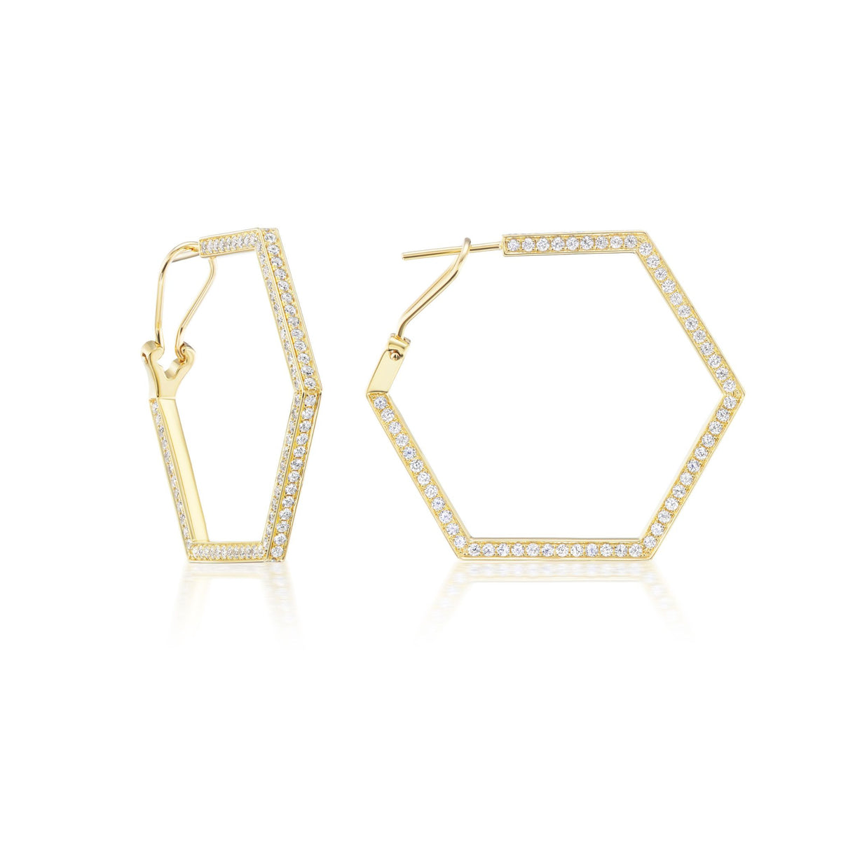 Hexagon Pavé Hoops