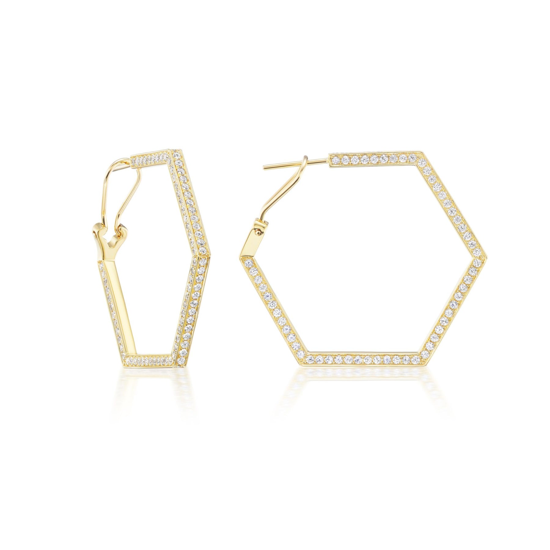 Hexagon Pavé Hoops