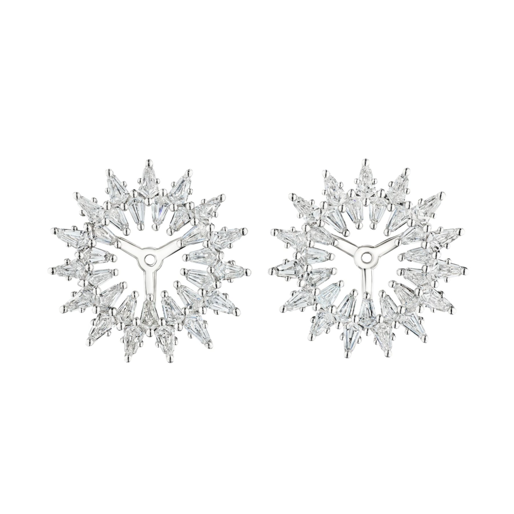 Radial Shield Diamond Ear Jackets in White Gold