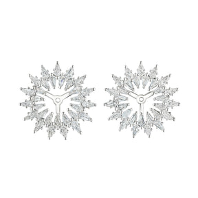 Radial Shield Diamond Ear Jackets in White Gold