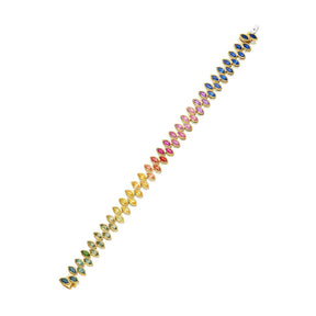Chroma Marching Alternating Bezel Set Marquise Sapphire Tennis Bracelet in Yellow Gold