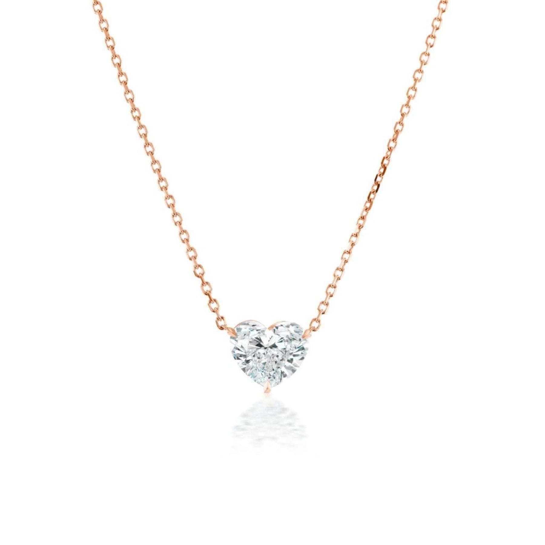 Heart Diamond Solitaire Pendant in Rose Gold