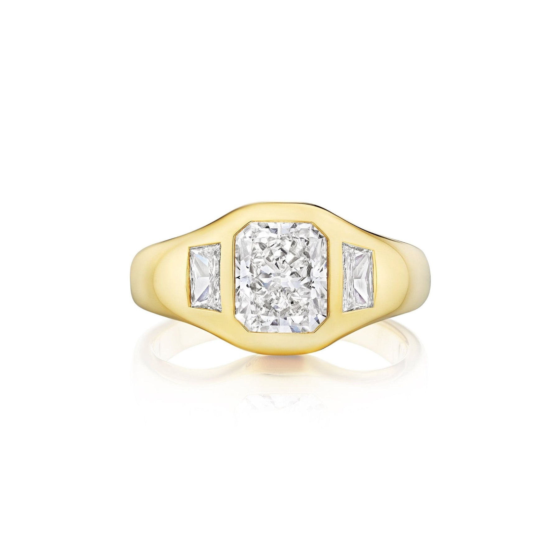 Radiant Cut Diamond Gypsy Ring in Yellow Gold