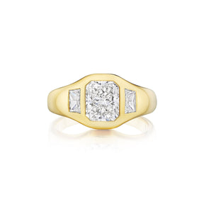 Radiant Cut Diamond Gypsy Ring in Yellow Gold