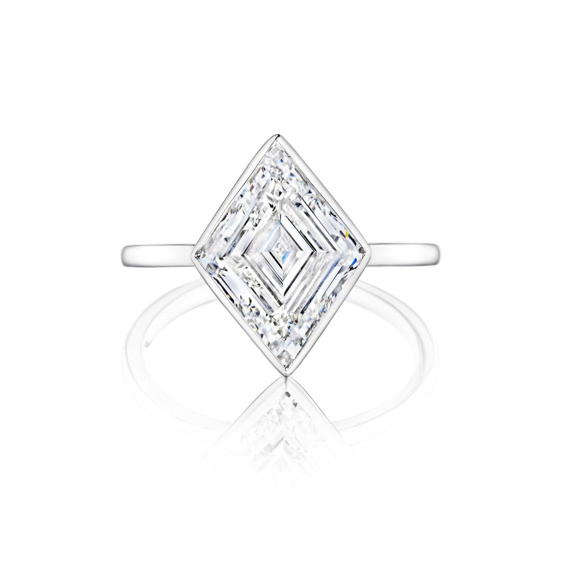 Bezel Set Lozenge Diamond Engagement Ring