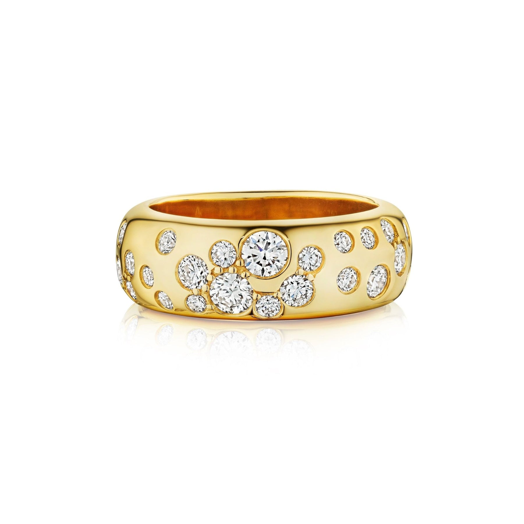 Cluster Cigar Band with Burnish Set Round Brilliant Diamonds