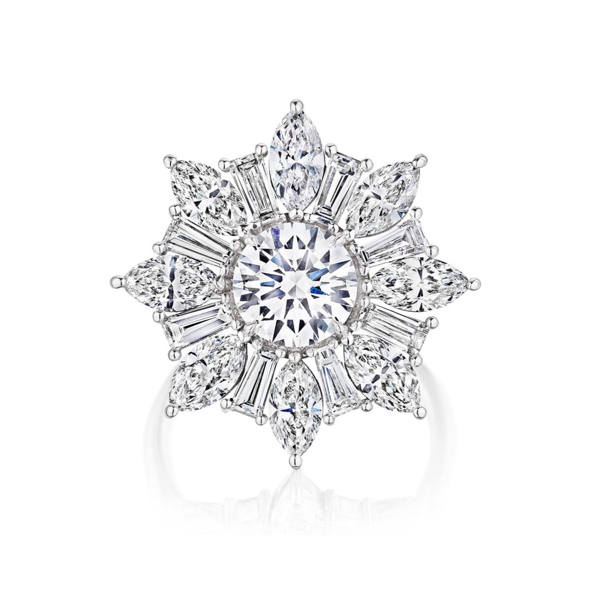 Cocktail Ring in White Gold with Mixed Shape Diamonds