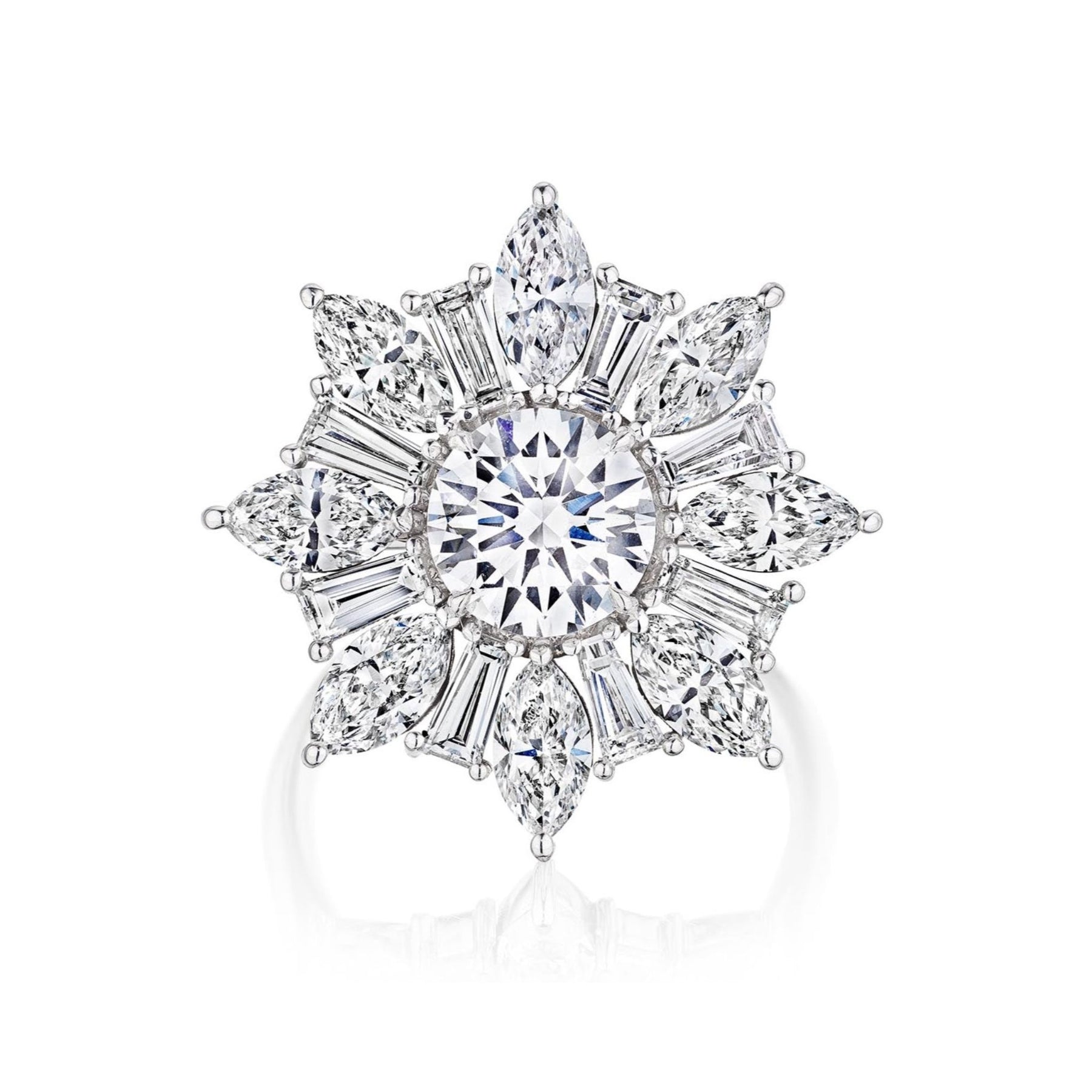 Cocktail Ring in White Gold with Mixed Shape Diamonds